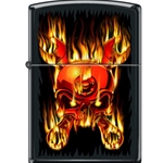 Zippo Flaming Wrenched Skull 28925