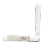 Smooth Natural Bone Razor with Flag Shield 14096 - Engravable