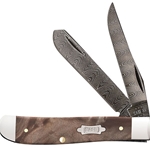 Case Natural Maple Burl Wood Damascus Mini Trapper 15091 - Engravable