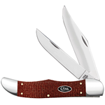 Case Dark Red Burlap Micarta Folding Hunter CS 12274 - Engravable